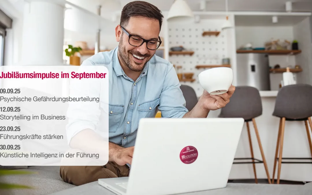 ubiläumsimpulse September 2025 von PE Solution – Online-Impulse zu Führung, Storytelling und Künstlicher Intelligenz